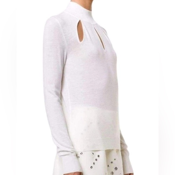 Mugler Sweaters - Mugler Paris Extra Fine Wool cream cutout detail stunning luxury sweater